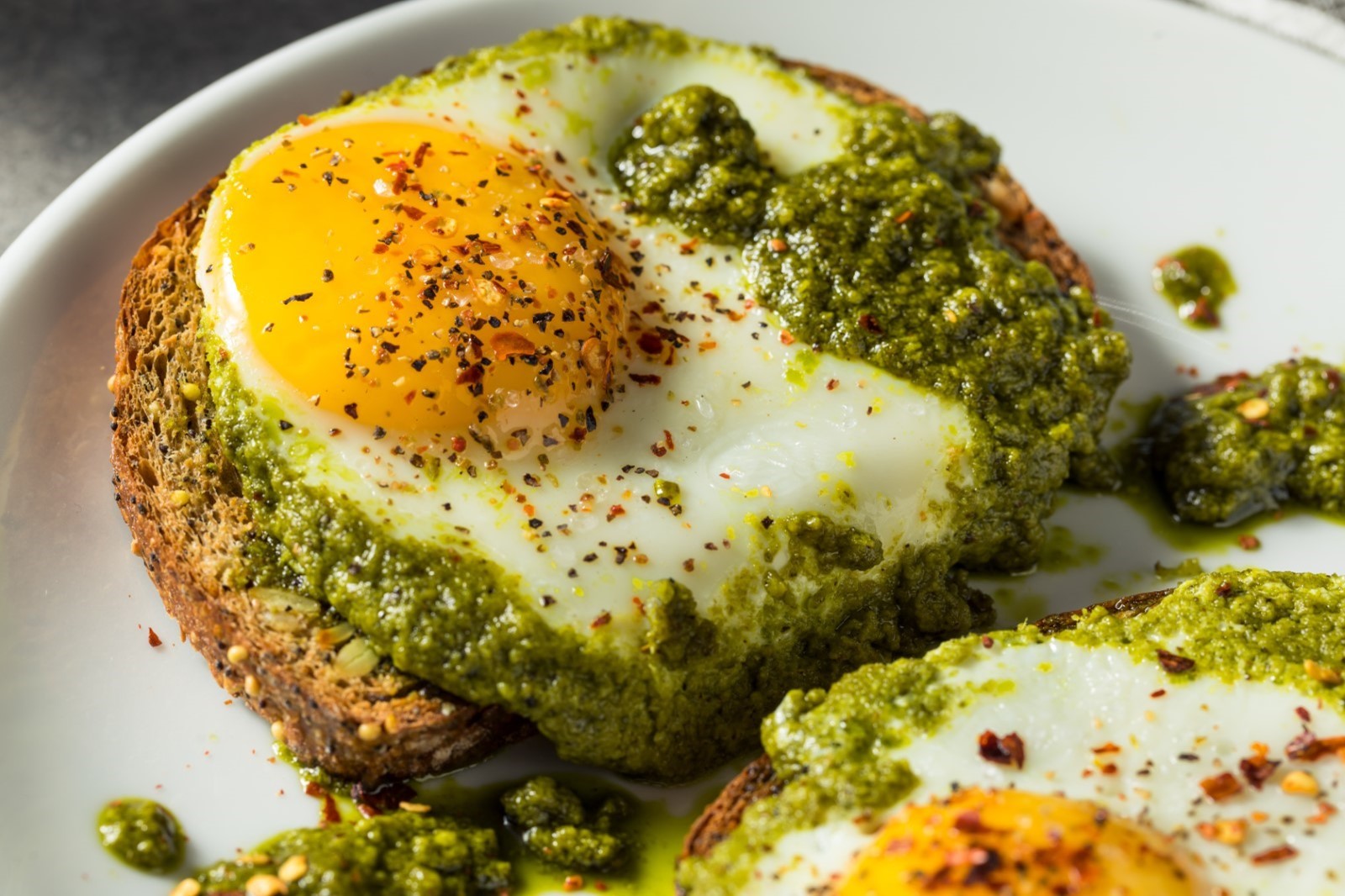 pesto eggs on toast