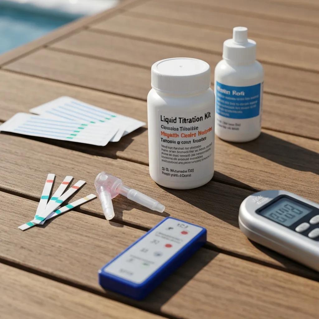 Three common test methods for measuring calcium hardness: strips, titration, and electronic meter